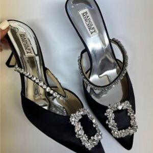 Badgley Mischka Black Heels with Silver Embellishments